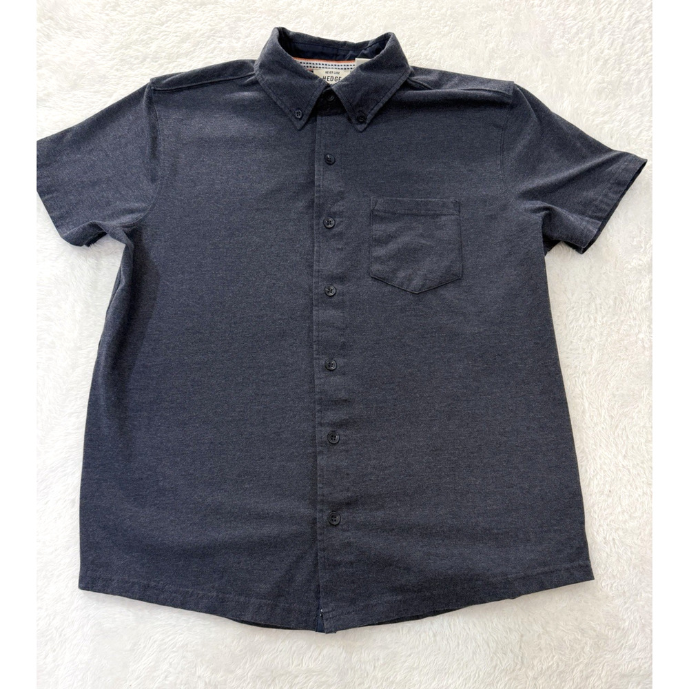 HEDGE Golf Polo Size Small Blue Grey Heathered Jersey Knit Short Sleeve Shirt